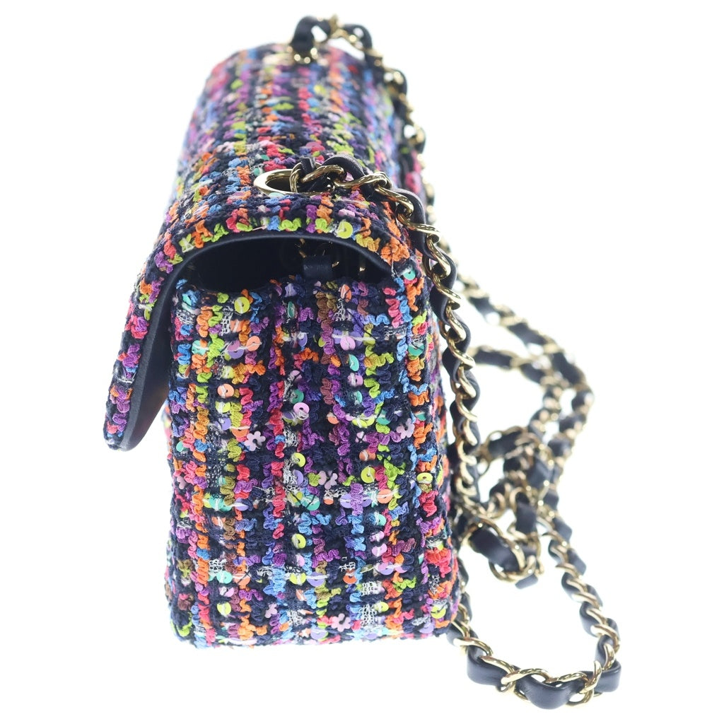 CHANEL(シャネル) ミニマトラッセ20 マルチカラー ショルダーバッグ チェーンバッグ マルチカラー ツイード×スパンコール A69900 ゴールド金具 レディース