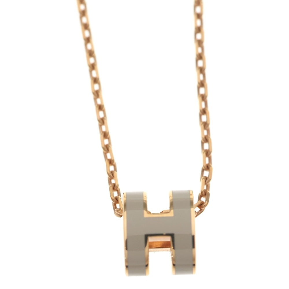 HERMES(エルメス) ポップアッシュ ネックレス ペンダント チェーン ピンクゴールド×ベージュ GP レディース