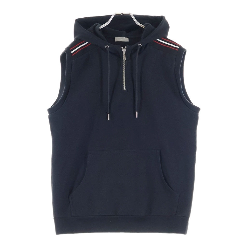 Dior HOMME(ディオールオム) 17AW ハーフジップフーデッドサイドラインノースリーブパーカー ブラック 763J206Y0438