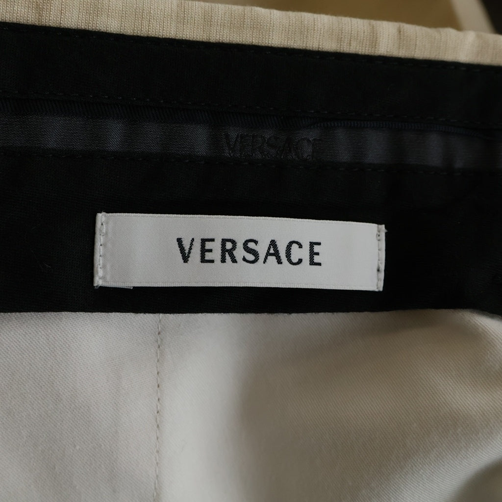 VERSACE(ヴェルサーチ) コットン リネン ストレート スラックスパンツ ベージュ