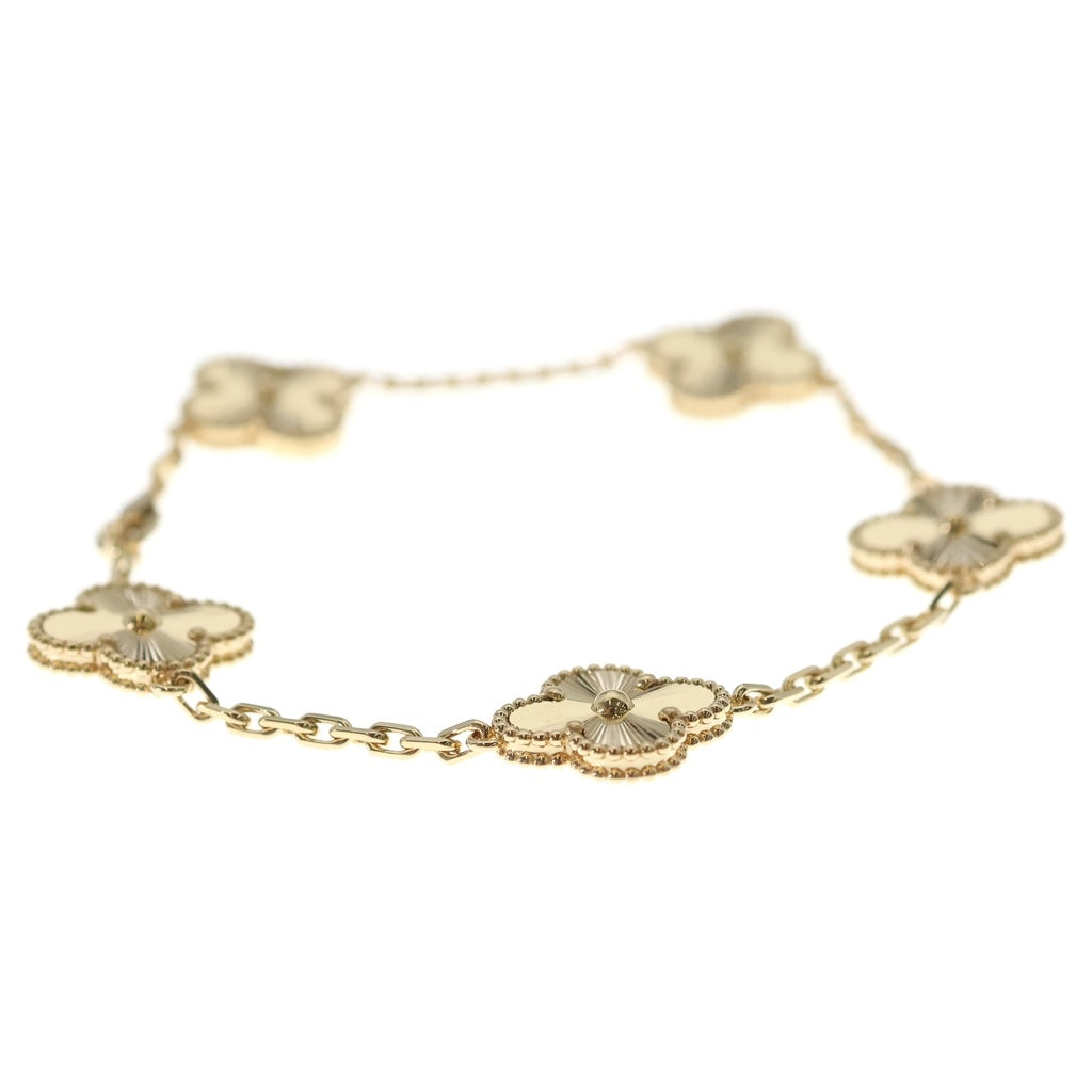 Van Cleef & Arpels(ヴァンクリーフアンドアーペル) ヴィンテージアルハンブラ 5モチーフ ギョーシェ ブレスレット K18YG イエローゴールド VCARP3JK00 レディース