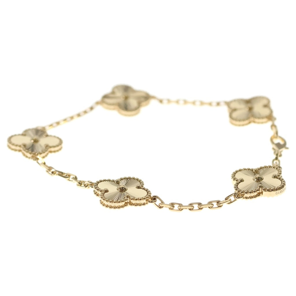 Van Cleef & Arpels(ヴァンクリーフアンドアーペル) ヴィンテージアルハンブラ 5モチーフ ギョーシェ ブレスレット K18YG イエローゴールド VCARP3JK00 レディース
