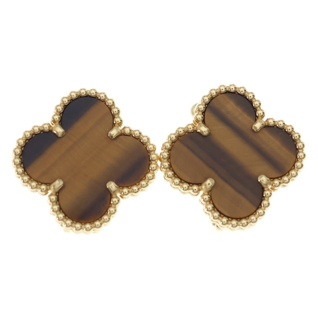 Van Cleef & Arpels(ヴァンクリーフアンドアーペル) ヴィンテージアルハンブラ タイガーアイ ピアス イヤリング K18YG イエローゴールド VCARD40500 レディース
