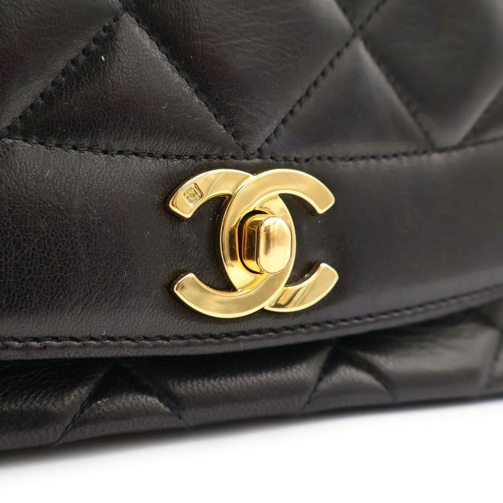 CHANEL(シャネル) ダイアナ 25 チェーンショルダーバッグ キルティングバッグ ブラック ラムスキン A01165 ゴールド金具 レディース