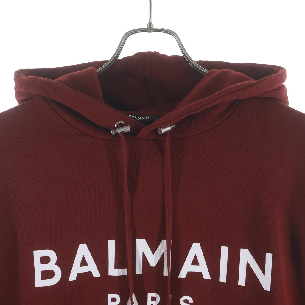 BALMAIN(バルマン) ロゴプリントスウェットパーカー フーディー レッド #L レディース