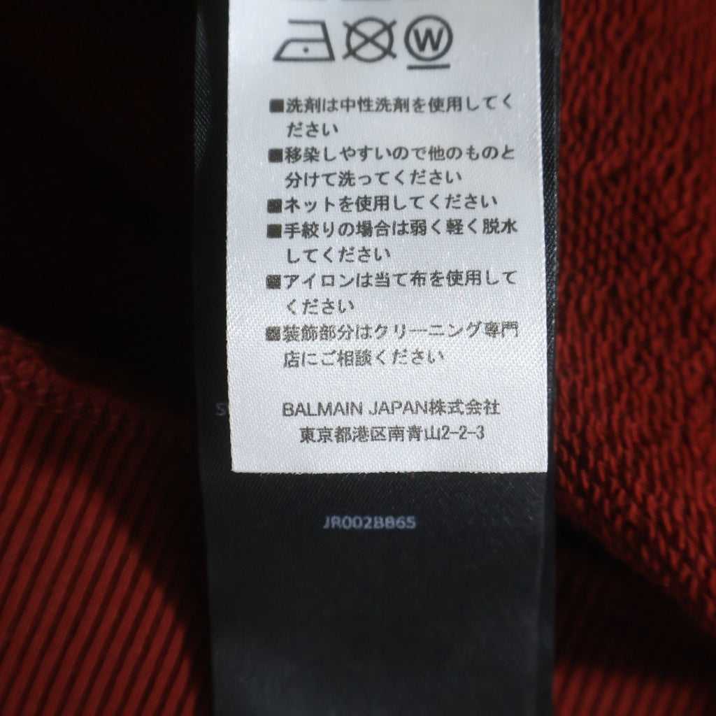 BALMAIN(バルマン) ロゴプリントスウェットパーカー フーディー レッド #L レディース