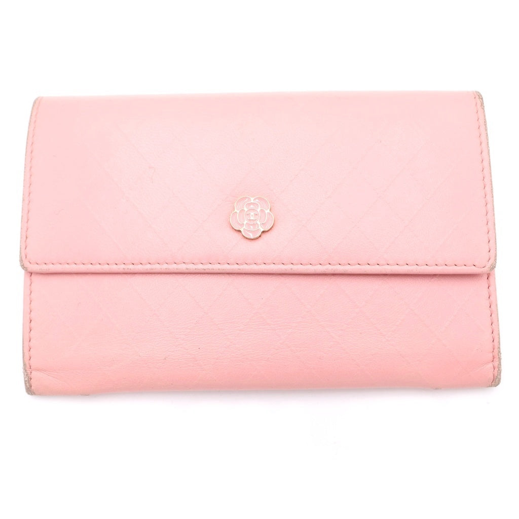 CHANEL(シャネル) ココマーク 二つ折り長財布 カードケース ウォレット ピンク レザー ゴールド金具 レディース