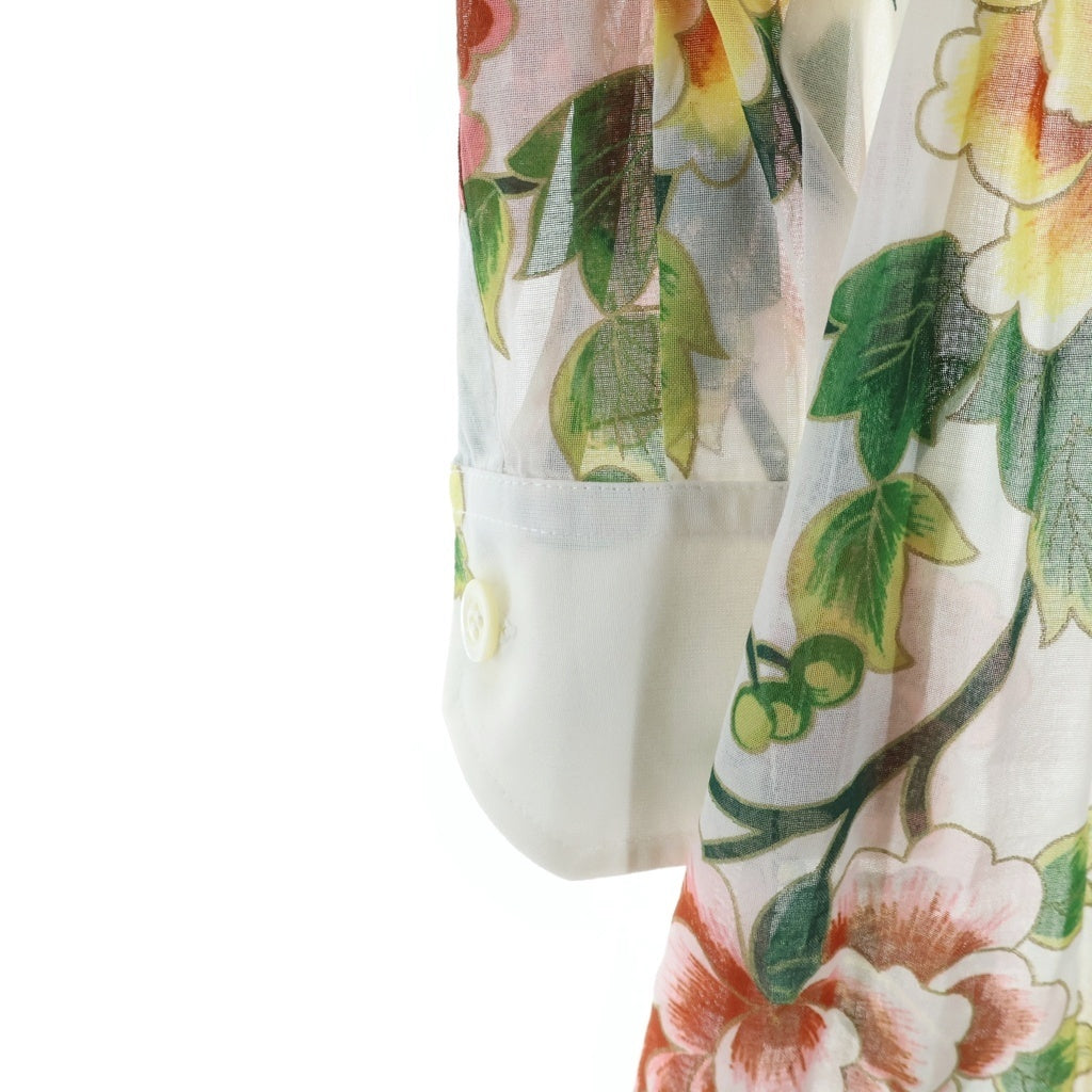 DOLCE & GABBANA(ドルチェアンドガッバーナ) 花柄長袖シアーシャツ フラワープリント ホワイト #38 レディース