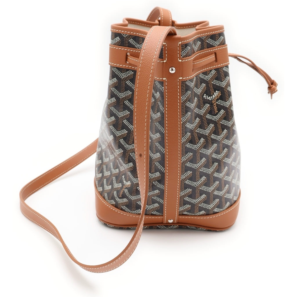 GOYARD(ゴヤール) プティ フロ ショルダーバック 巾着バッグ ブラウン PVCコーティング レザー レディース
