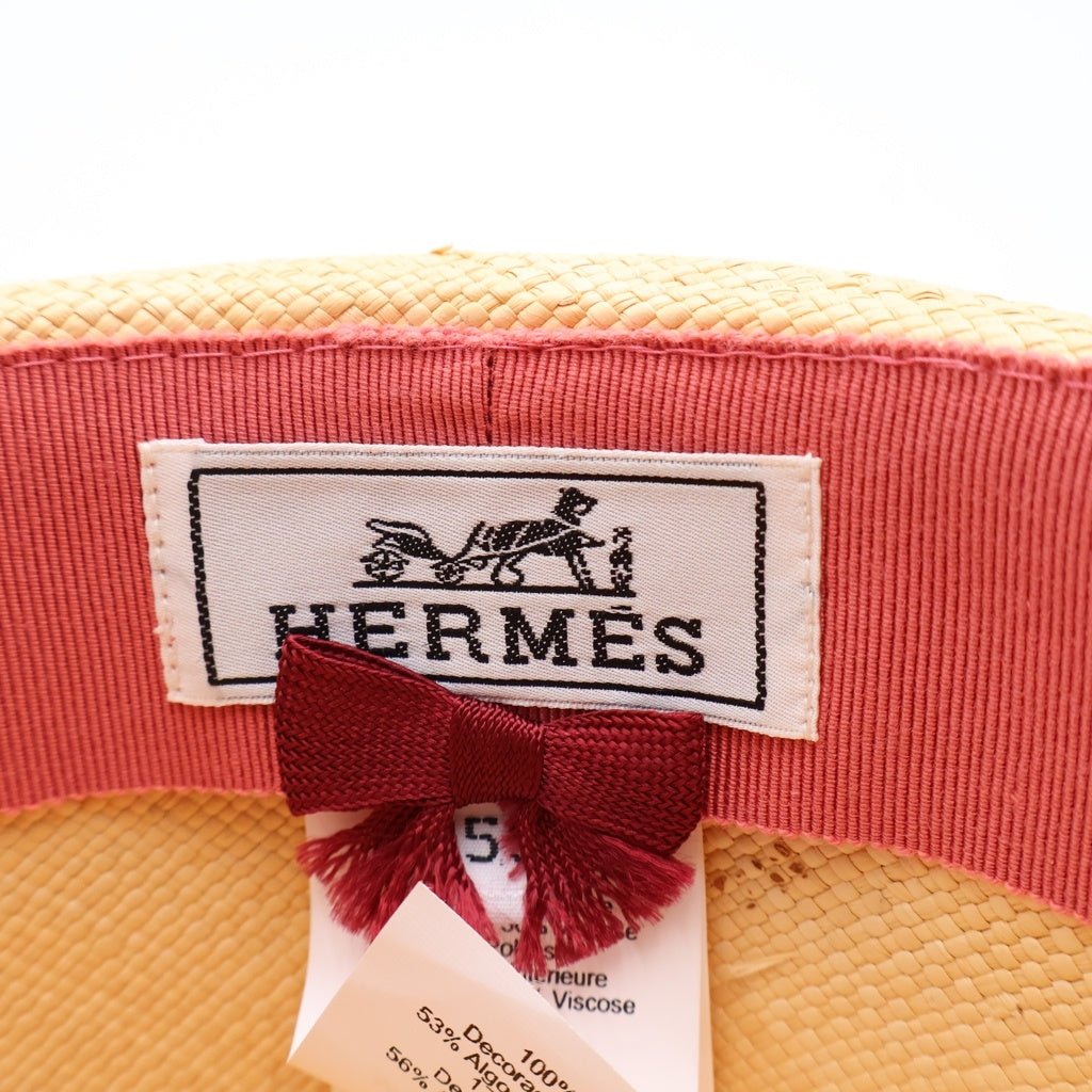 HERMES(エルメス) トリニダート ストローハット 麦わら帽子 ベージュ/ボルドー レディース