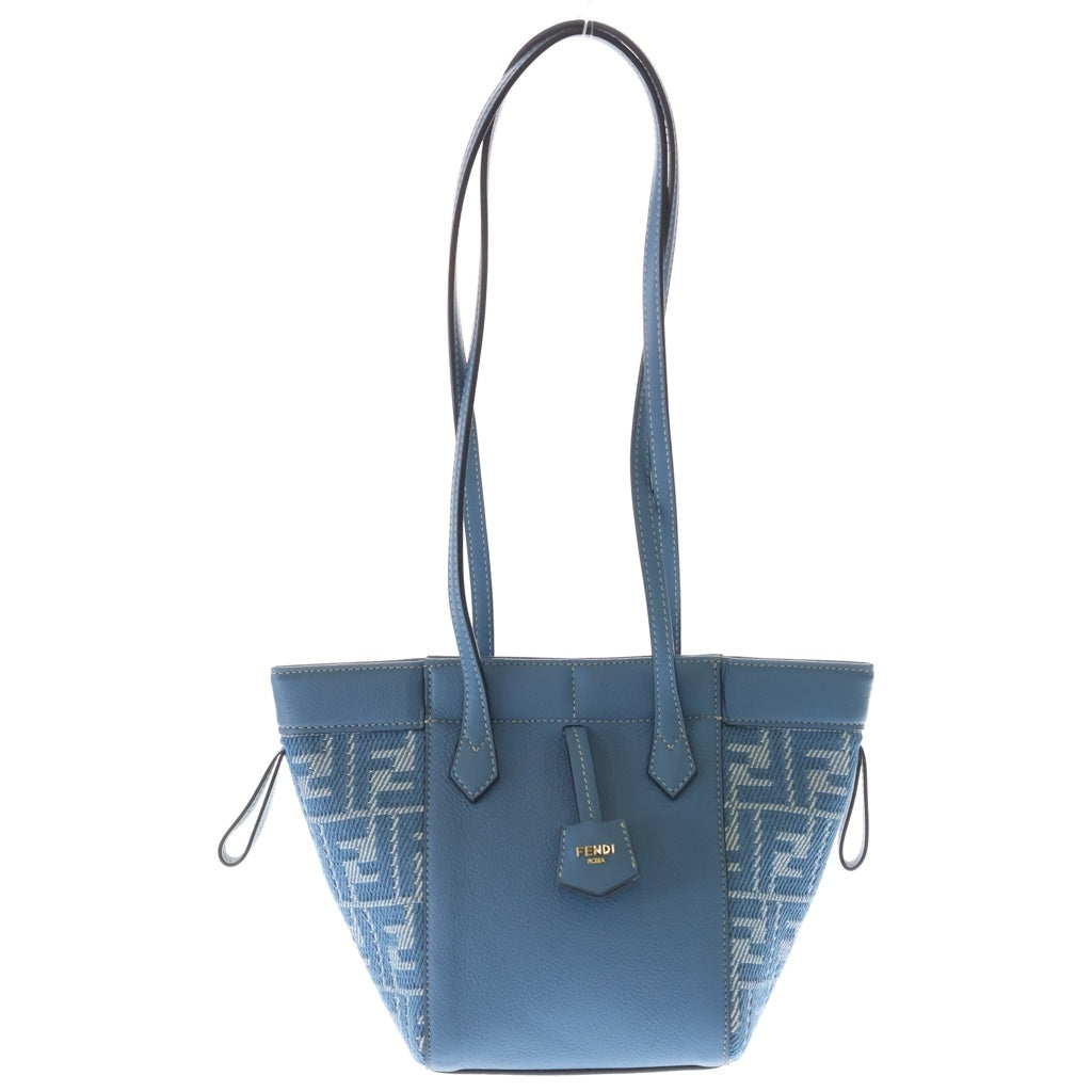 FENDI(フェンディ) ズッカ オリガミ ミニ ショルダーバック ハンドバッグ 2WAYバッグ ライトブルー キャンバス×レザー ゴールド金具 レディース