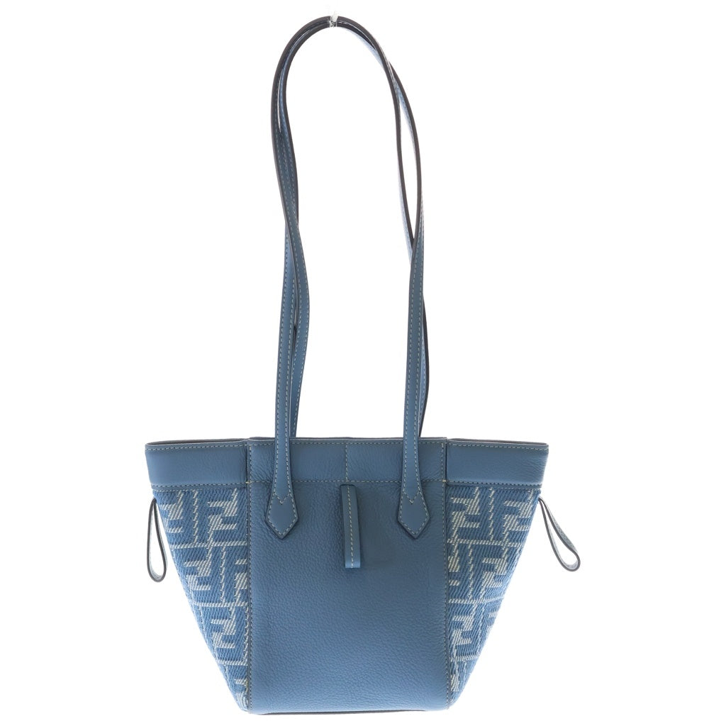 FENDI(フェンディ) ズッカ オリガミ ミニ ショルダーバック ハンドバッグ 2WAYバッグ ライトブルー キャンバス×レザー ゴールド金具 レディース