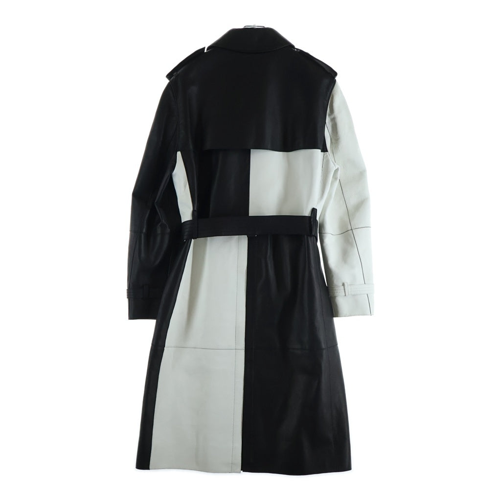 BURBERRY(バーバリー) バイカラー レザー ロング トレンチコート ブラック/ホワイト 4559798