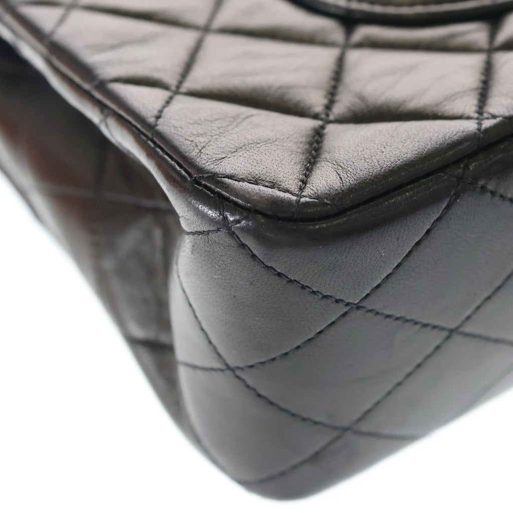 CHANEL(シャネル) マトラッセ25 ラムスキン レザー Wフラップ Wチェーン ショルダーバッグ ゴールド金具 ブラック 2番台 レディース
