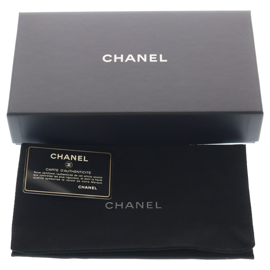CHANEL(シャネル) ボーイシャネル キャビアスキン レザー ラウンドファスナー ロングウォレット 長財布 ゴールド金具 ネイビー 24番台 シール レディース