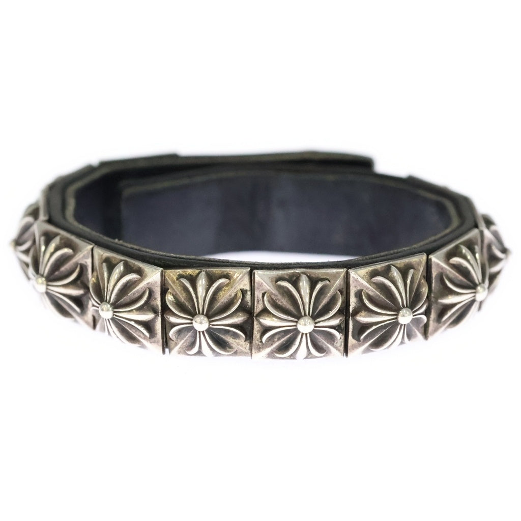 CHROME HEARTS(クロムハーツ) ZERO STUD SNGL ROW ゼロピラミッド スタッズ シングルロー ブレスレット シルバー/ブラック