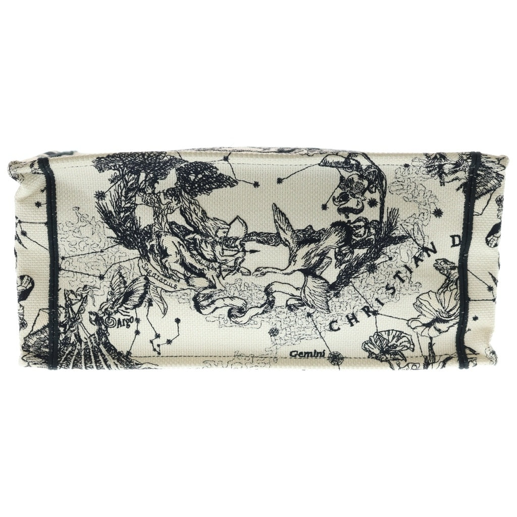 Christian Dior(クリスチャンディオール) ブックトート ミディアム ゾディアック エンブロイダリー トートバッグ ハンドバッグ アイボリー×ブラック キャンバス レディース