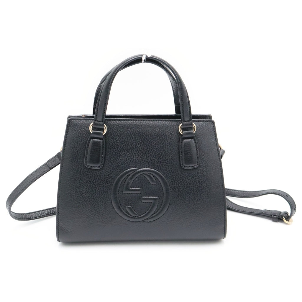 GUCCI(グッチ) ソーホー 2WAYショルダーバッグ ハンドバッグ ブラック レザー 607722 ゴールド金具 レディース