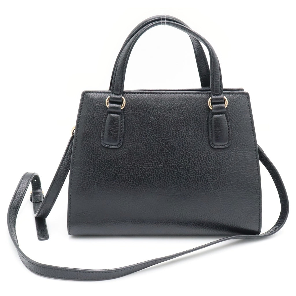GUCCI(グッチ) ソーホー 2WAYショルダーバッグ ハンドバッグ ブラック レザー 607722 ゴールド金具 レディース