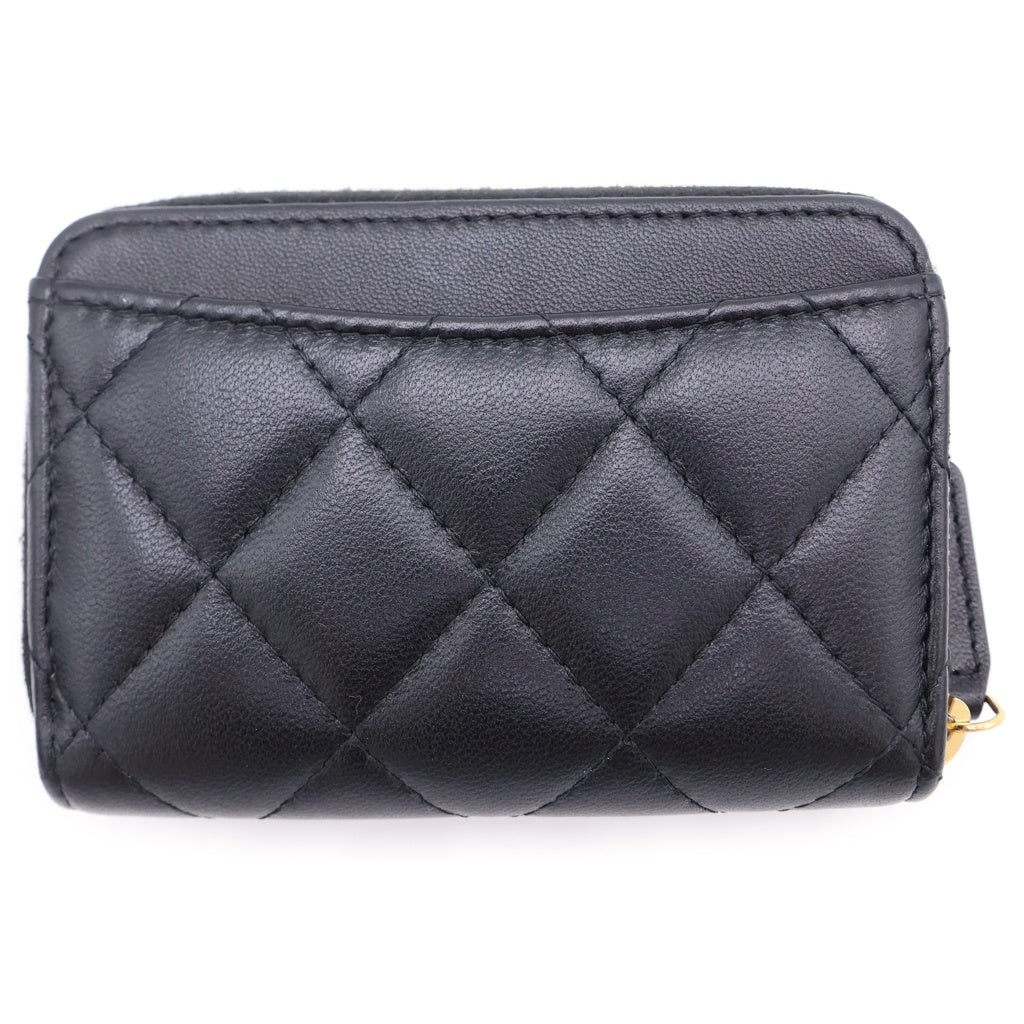 CHANEL(シャネル) ジッピーコインパース コインケース ミニ財布 ブラック ラムスキン ゴールド金具 レディース