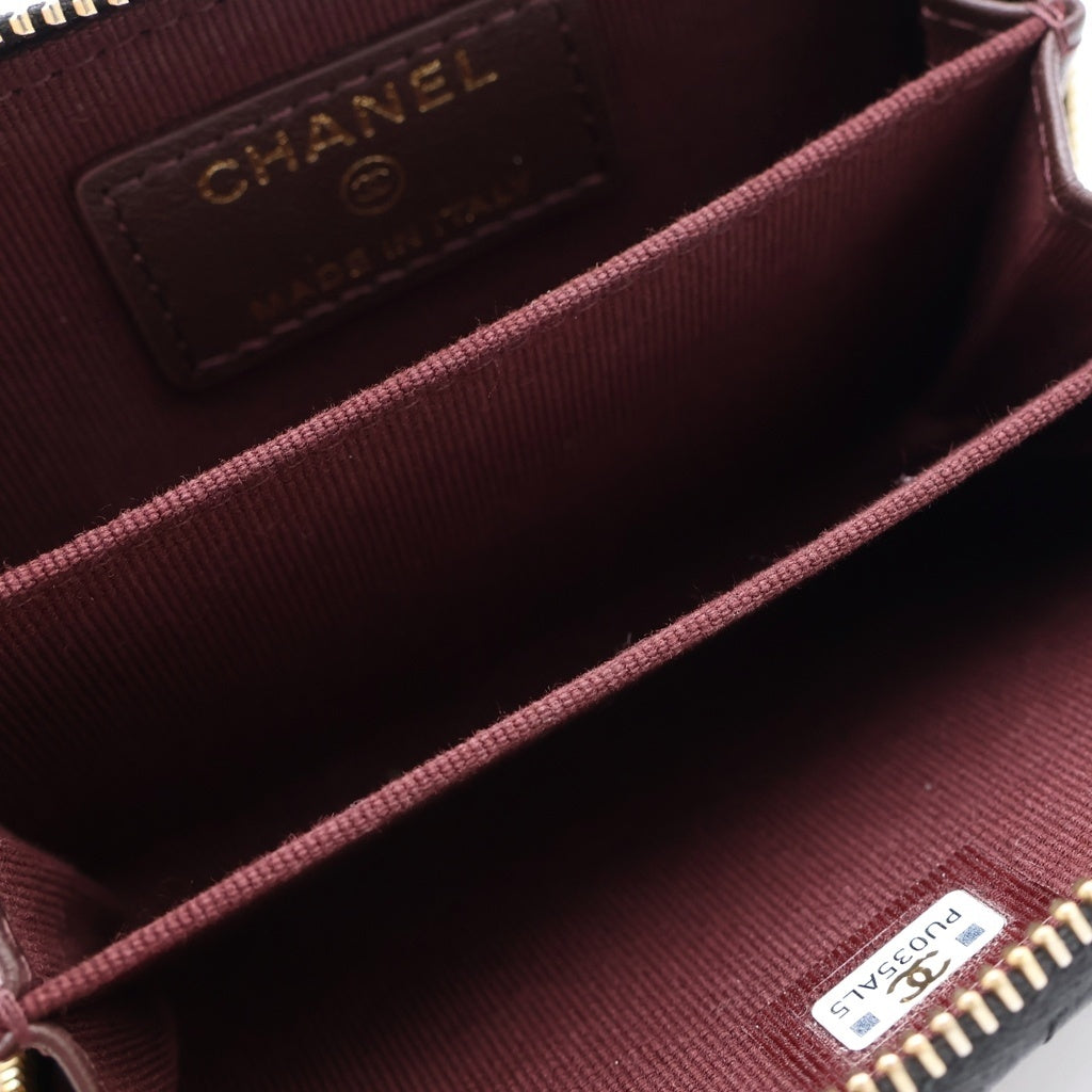 CHANEL(シャネル) ジッピーコインパース コインケース ミニ財布 ブラック ラムスキン ゴールド金具 レディース