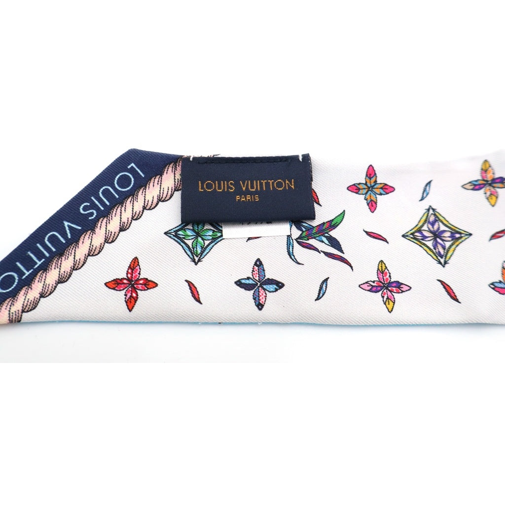 LOUIS VUITTON(ルイヴィトン) バンドーBB ラブバーズ フェザープリント ツイリー シルク スカーフ ライトブルー