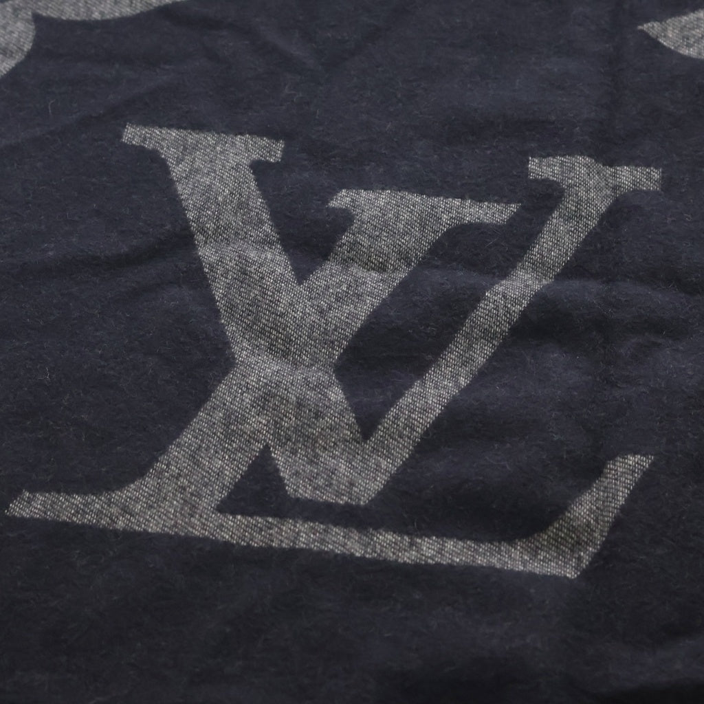 LOUIS VUITTON(ルイヴィトン) モノグラム ジャイアント カシミヤ フリンジ マフラー グレー M77950