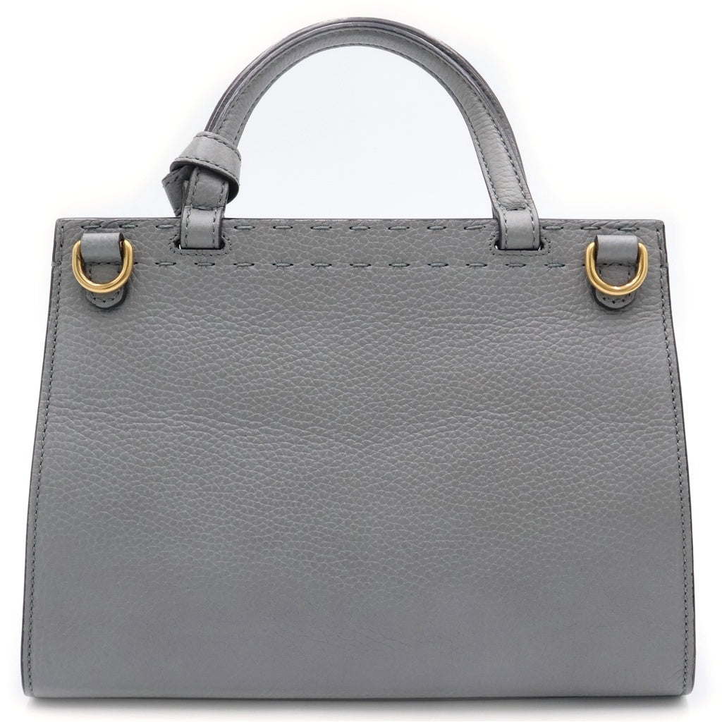 GUCCI(グッチ) GGマーモント トップハンドル 2WAYバッグ ハンドバッグ ショルダーバッグ グレー レザー 442622 ゴールド金具 レディース