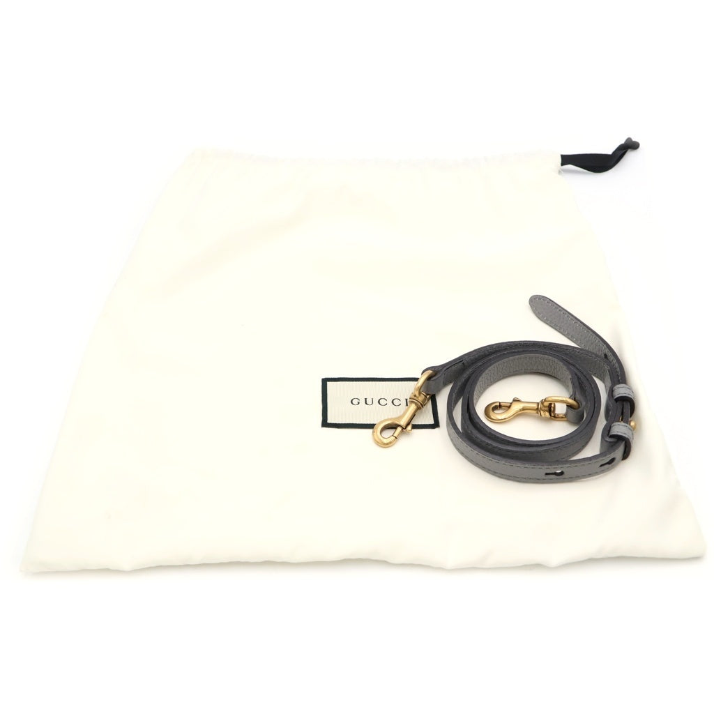 GUCCI(グッチ) GGマーモント トップハンドル 2WAYバッグ ハンドバッグ ショルダーバッグ グレー レザー 442622 ゴールド金具 レディース