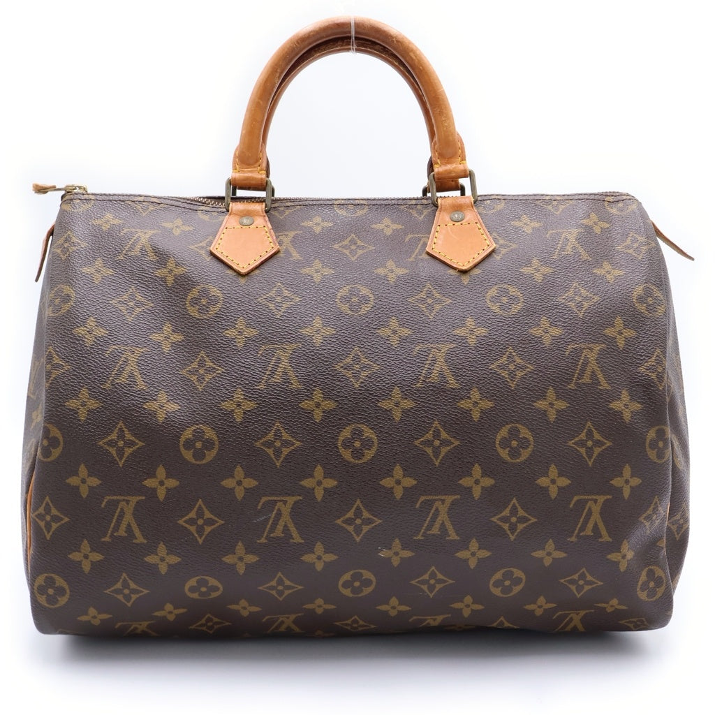 LOUIS VUITTON(ルイヴィトン) モノグラム スピーディ35 ハンドバッグ ボストンバッグ ブラウン レザー×PVC M41524 ゴールド金具 レディース