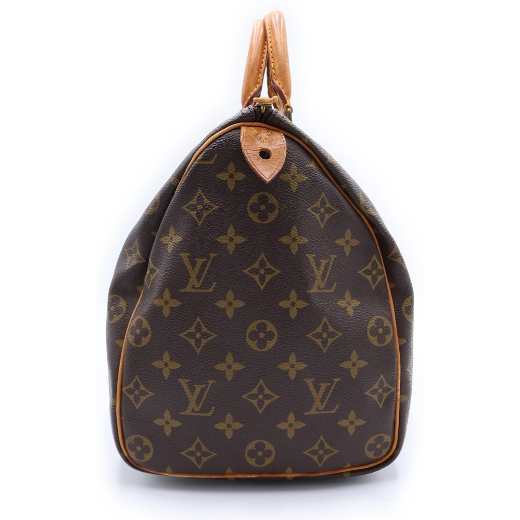 LOUIS VUITTON(ルイヴィトン) モノグラム スピーディ35 ハンドバッグ ボストンバッグ ブラウン レザー×PVC M41524 ゴールド金具 レディース