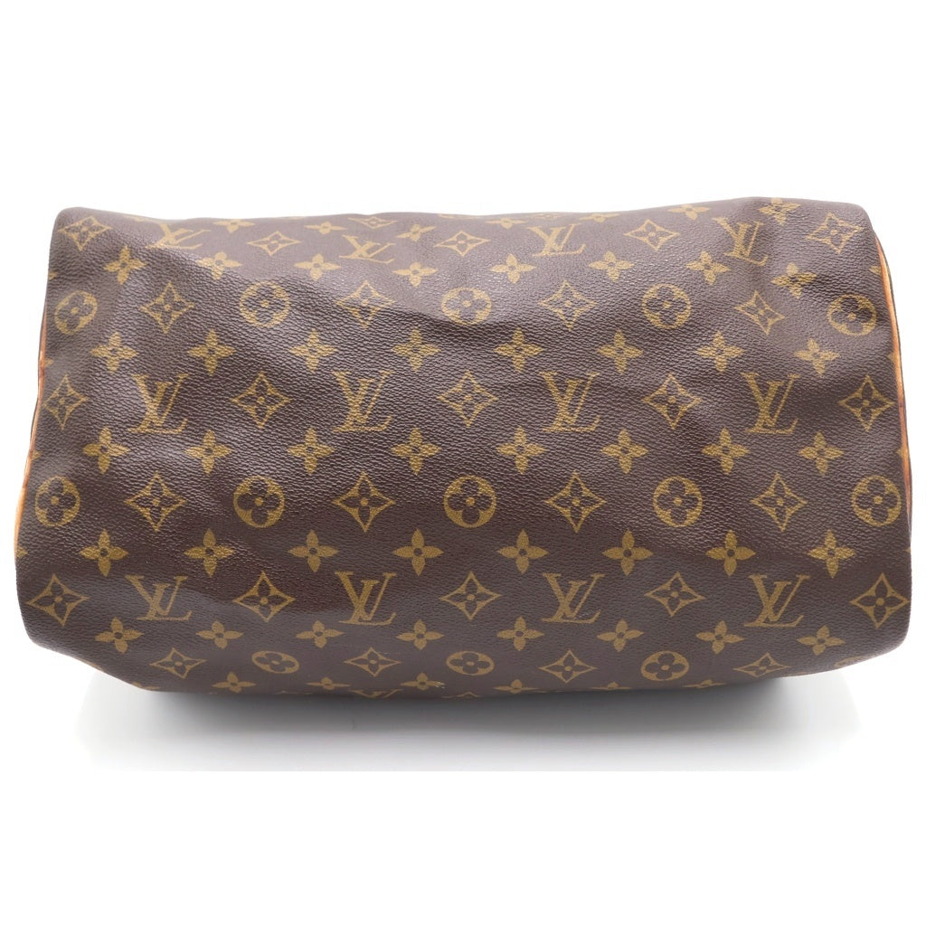 LOUIS VUITTON(ルイヴィトン) モノグラム スピーディ35 ハンドバッグ ボストンバッグ ブラウン レザー×PVC M41524 ゴールド金具 レディース