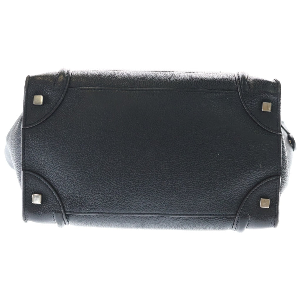 CELINE(セリーヌ) ラゲージ ミニ ハンドバッグ ブラック レザー シルバー金具 レディース