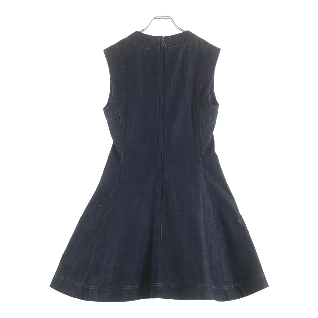 Christian Dior(クリスチャンディオール) ビジューデザイン ストーン半袖デニムワンピース インディゴブルー #38 6A22604L 1317 レディース