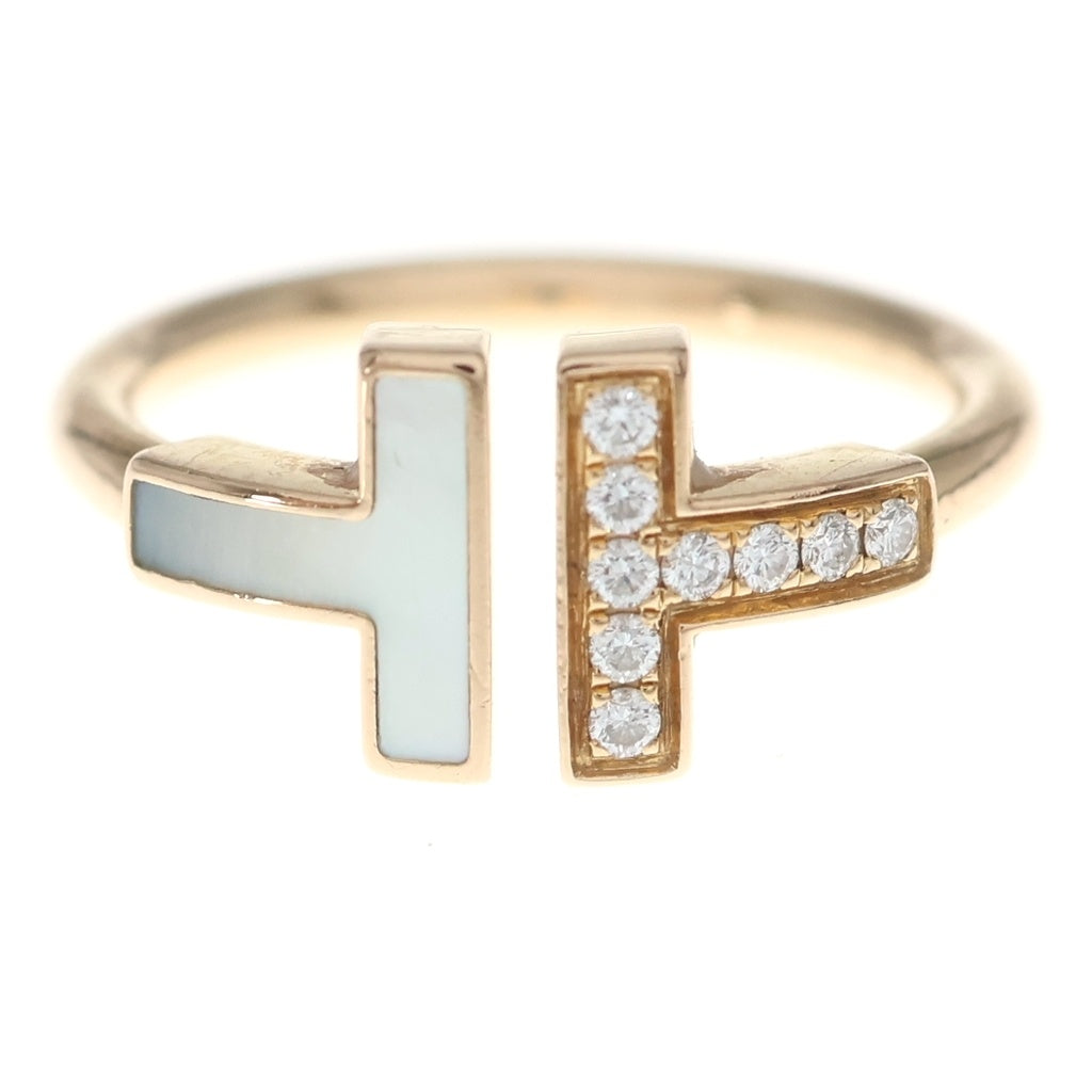 TIFFANY & Co.(ティファニー) Tワイヤー ダイヤ マザーオブパール リング ピンクゴールド Au750 750 7.6g レディース