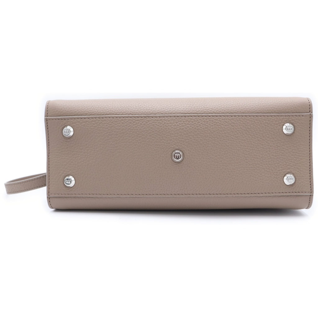 michino(ミチノ) ルテス ミニ 2WAYバッグ ハンドバッグ ショルダーバッグ ベージュ レザー シルバー金具 レディース