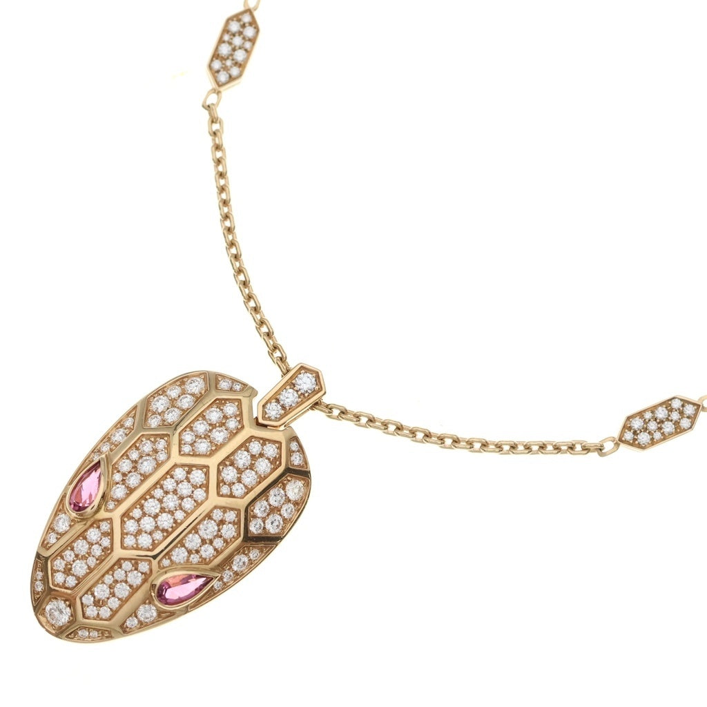 BVLGARI(ブルガリ) セルペンティ セドゥットーリ ネックレス ダイヤモンド ルベライト Au750PG ピンクゴールド レディース