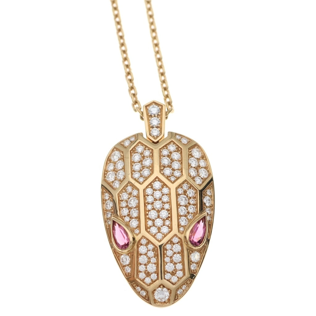 BVLGARI(ブルガリ) セルペンティ セドゥットーリ ネックレス ダイヤモンド ルベライト Au750PG ピンクゴールド レディース
