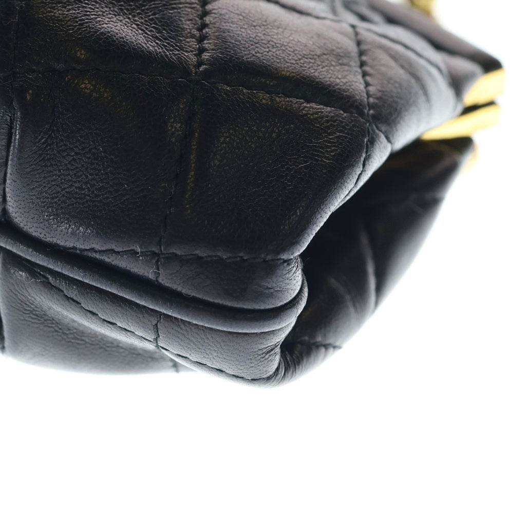 CHANEL(シャネル) マトラッセ ココマーク ラムスキン レザー がま口 フリンジ チェーンショルダーバッグ ゴールド金具 ブラック 1番台 レディース