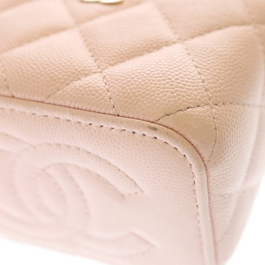 CHANEL(シャネル) ミニ バニティ チェーンショルダーバッグ ピンク キャビアスキン ゴールド金具 レディース