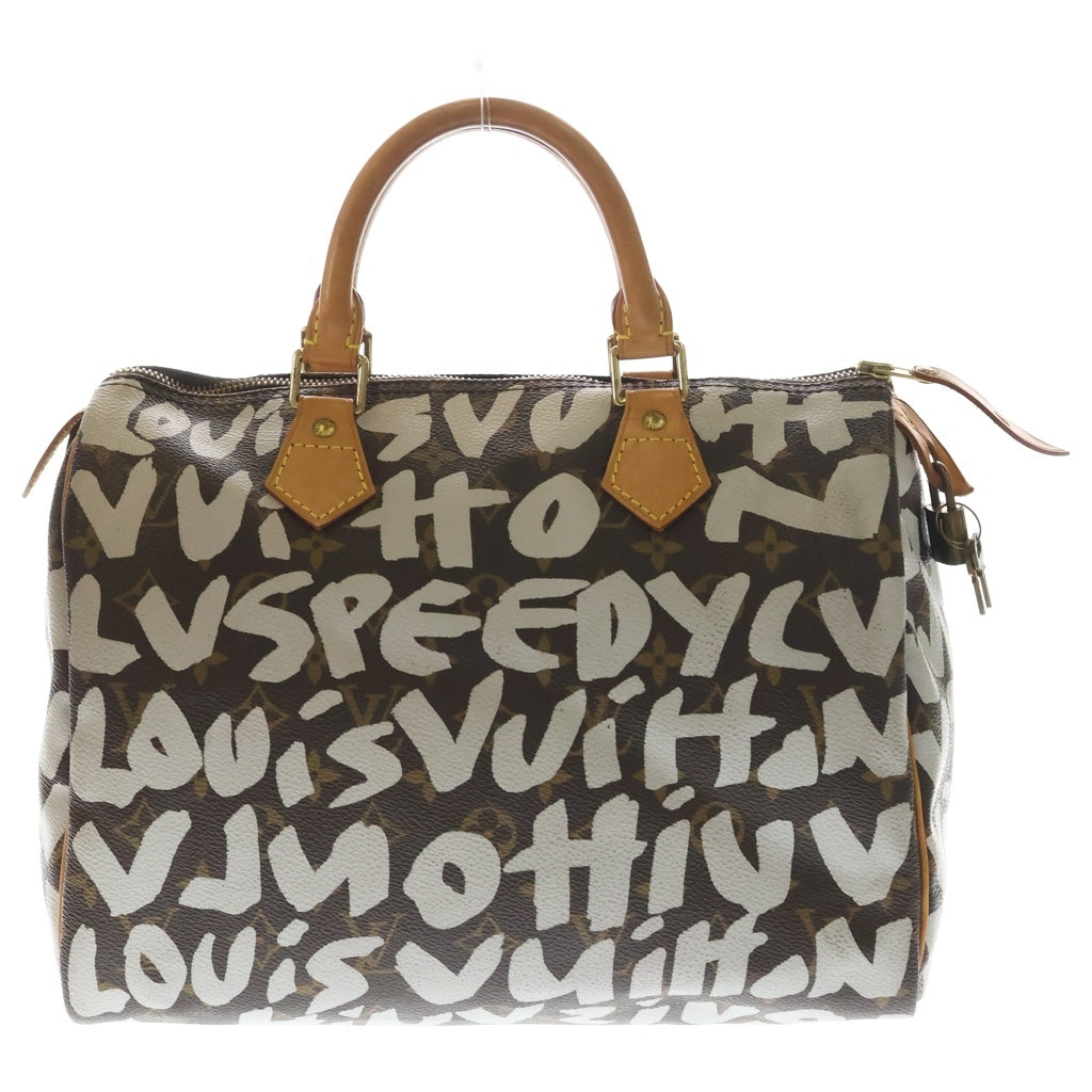 LOUIS VUITTON(ルイヴィトン) モノグラムグラフィティ スピーディ30 ハンドバッグ ボストンバッグ ブラウン レザー×PVC M92195 ゴールド金具 レディース