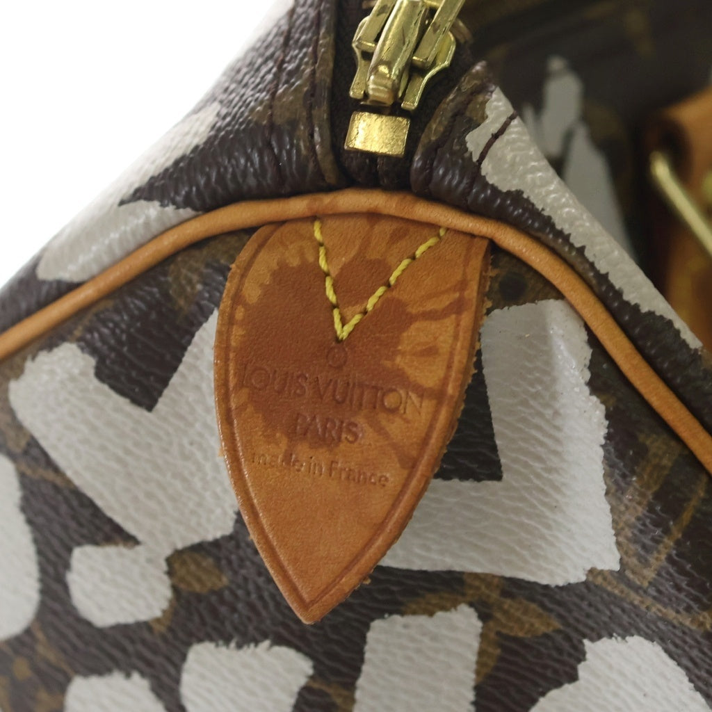 LOUIS VUITTON(ルイヴィトン) モノグラムグラフィティ スピーディ30 ハンドバッグ ボストンバッグ ブラウン レザー×PVC M92195 ゴールド金具 レディース