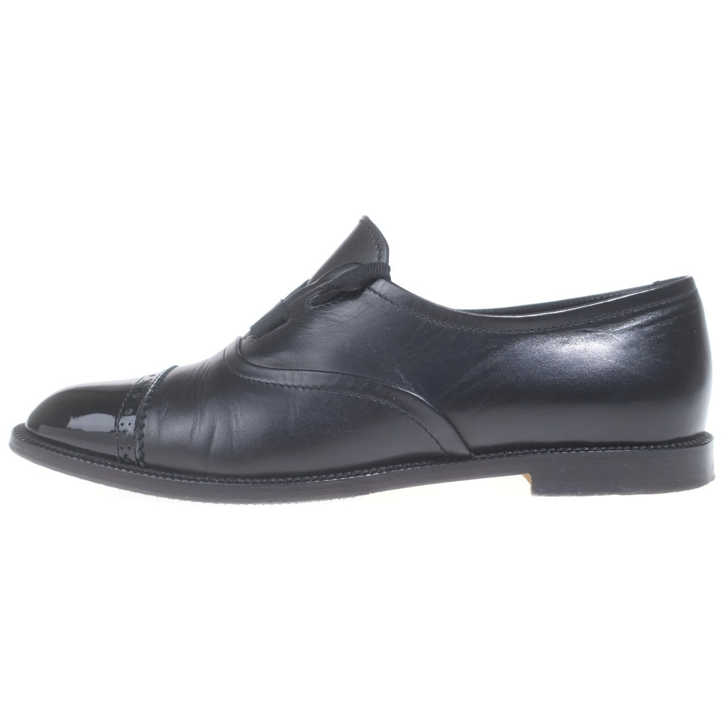MANOLO BLAHNIK(マノロブラニク) パテント コンビレザー リボン レースアップ ローカット ドレスシューズ ブラック レディース