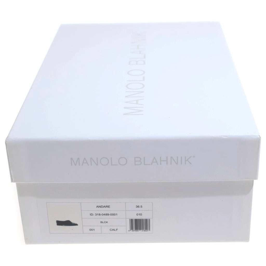 MANOLO BLAHNIK(マノロブラニク) パテント コンビレザー リボン レースアップ ローカット ドレスシューズ ブラック レディース