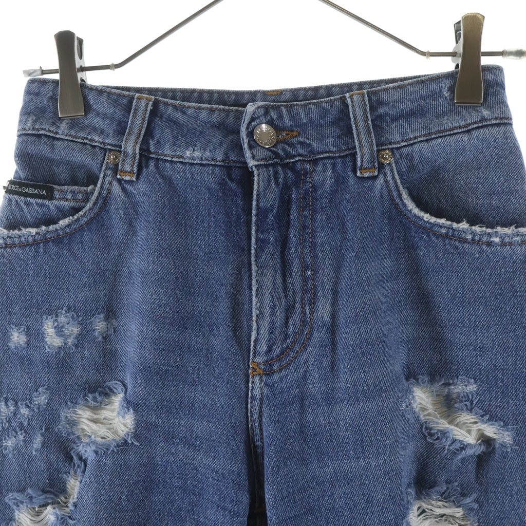 DOLCE & GABBANA(ドルチェアンドガッバーナ) ダメージデニム パンツ ブルー 36 レディース