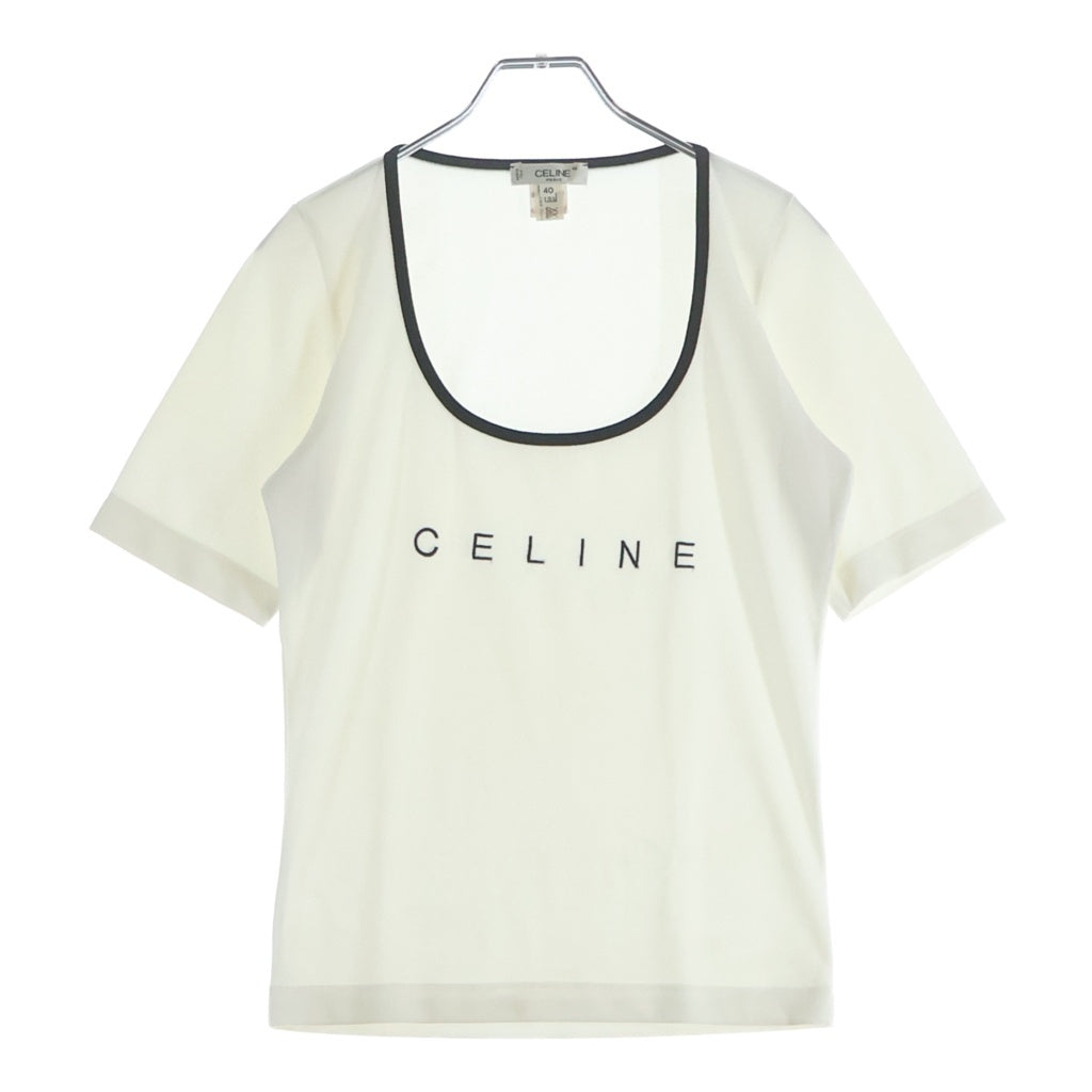 CELINE(セリーヌ) ロゴ Tシャツ ホワイト/ブラック ポリエステル レディース