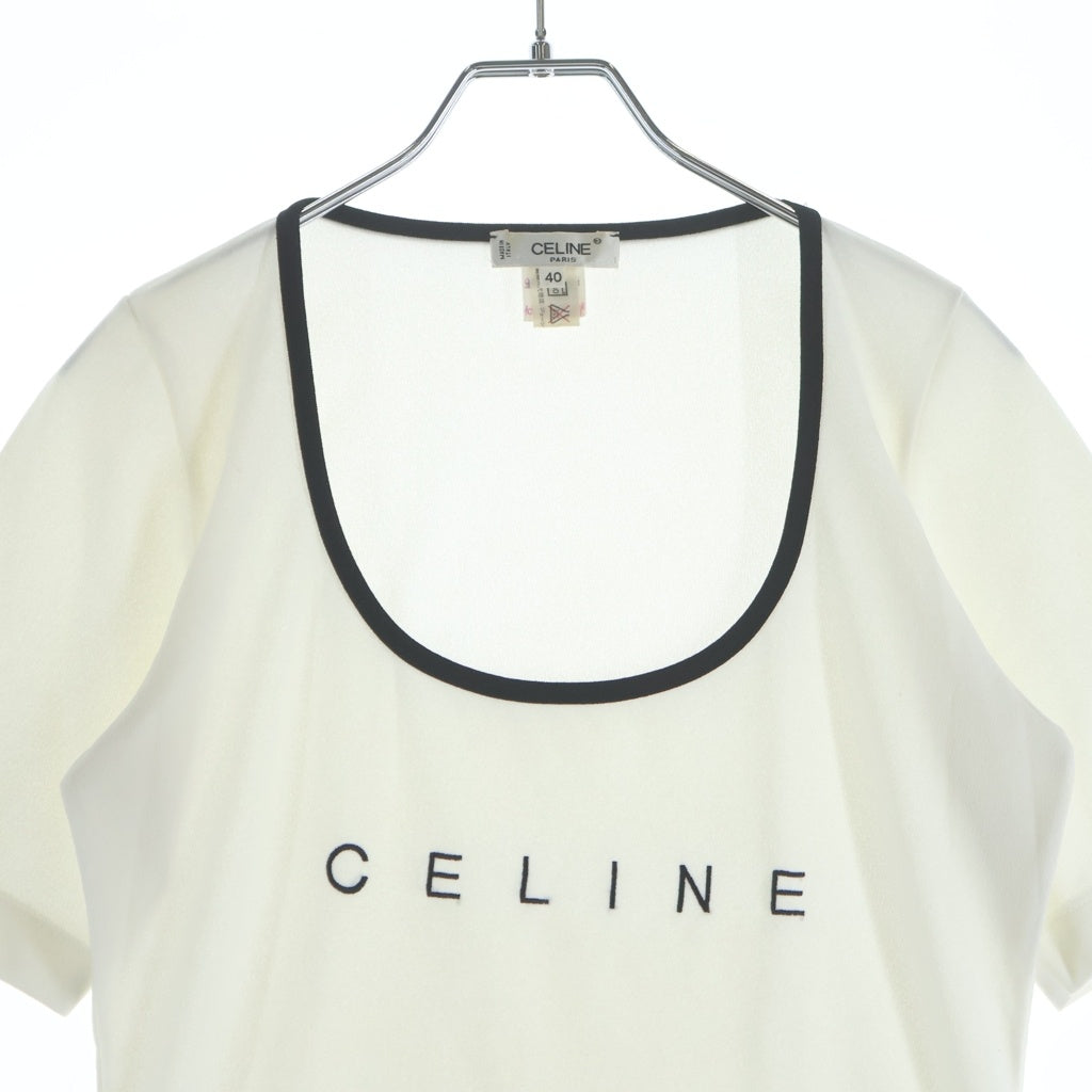 CELINE(セリーヌ) ロゴ Tシャツ ホワイト/ブラック ポリエステル レディース