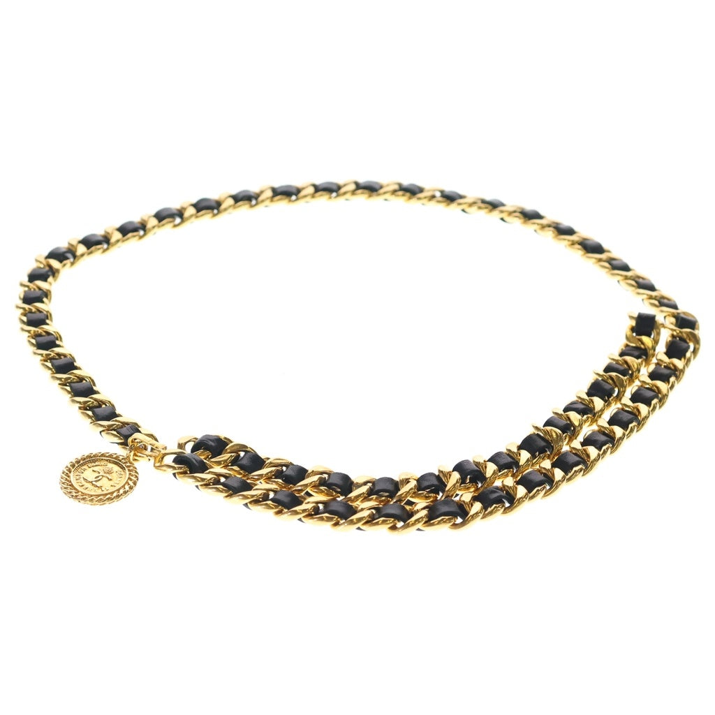 CHANEL(シャネル) ココマーク レザーチェーンベルト ブラック/ゴールド レディース