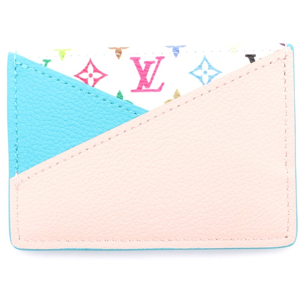 LOUIS VUITTON(ルイヴィトン) LV x TM マルチカラー 名刺入れ カードケース ポルト カルト クリス クロス ホワイト×ピンク×ターコイズブルー レザー M14090 レディース