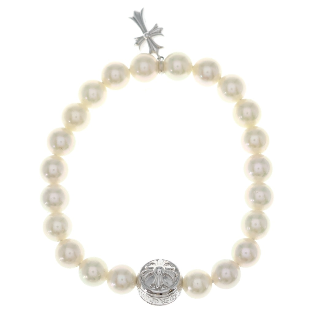 CHROME HEARTS(クロムハーツ) ×MIKIMOTO PEARL BABY FAT CHARM ミキモト パール ベイビーファット チャーム クロスボール ビーズ ブレスレット K18WG ホワイトゴールド
